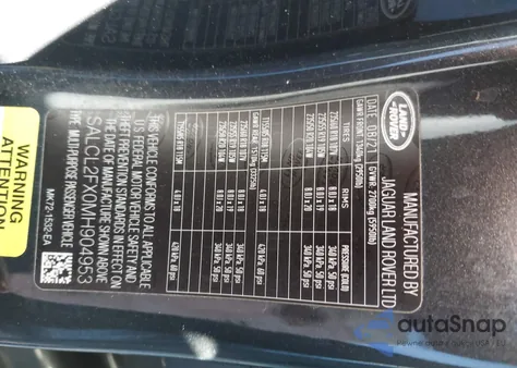 2021 Land Rover Discovery Sport Se R-Dynamic z USA, uszkodzony, nr VIN SALCL2FX0MH904953